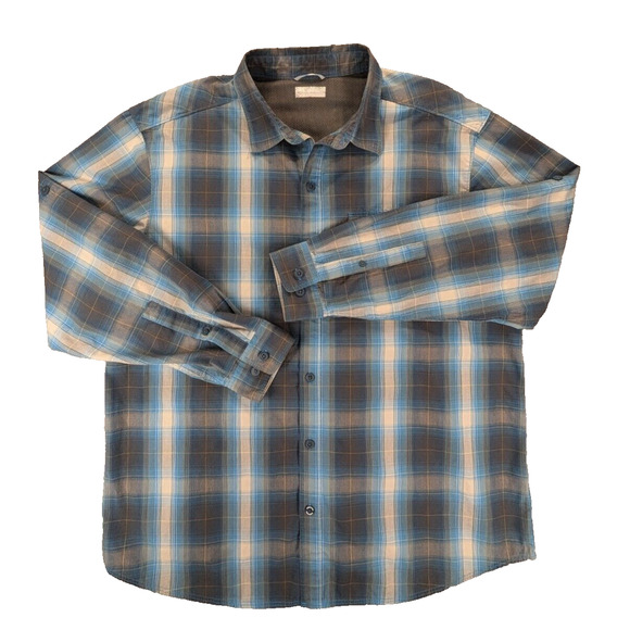 Columbia Shirt Men's XXL Button Down Plaid Blue  Long Sleeve Performance Outdoor - Picture 1 of 10